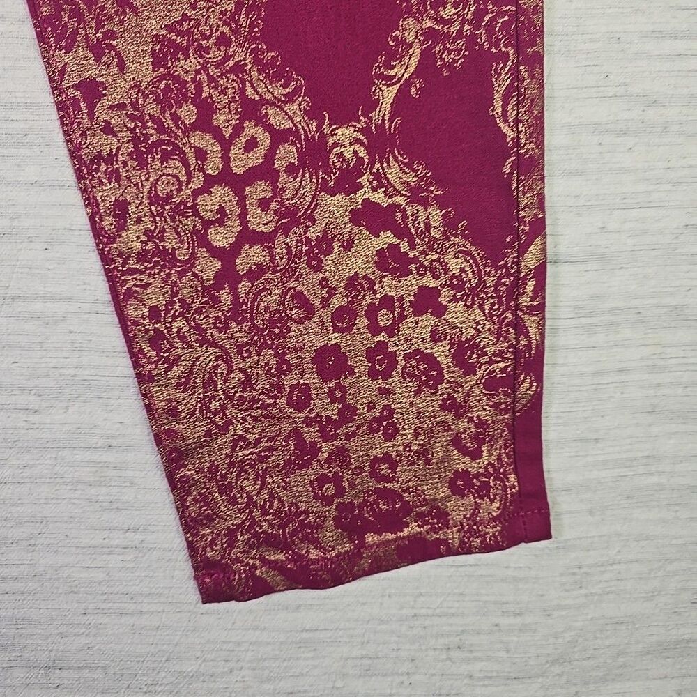 Thalia Sodi Women’s Skinny Leg Pants Size 18 Pink Gold Brocade NWT - Picture 5 of 12